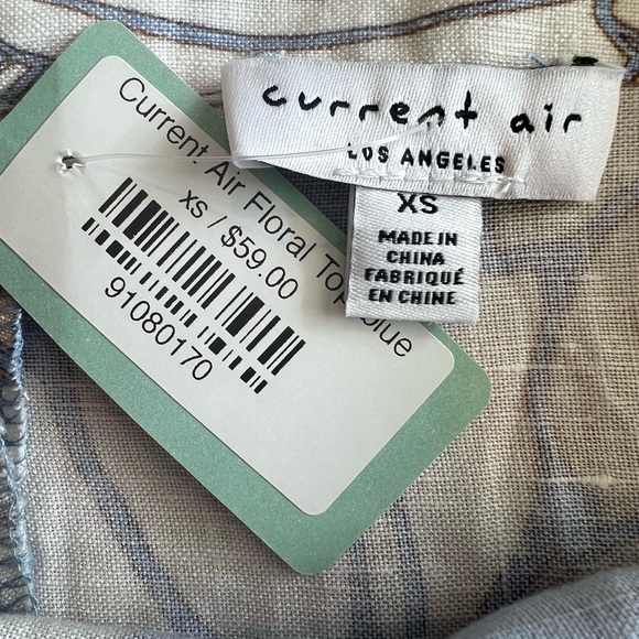 Current Air XS, floral Blue and Orange Women's cropped halter Top, NWT, spring - Picture 5 of 8